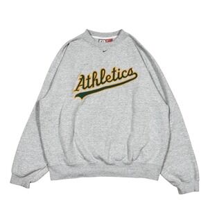 Vintage Y2K Nike Center Swoosh Gray Oakland Athletics Sweatshirt Men's Sz L
